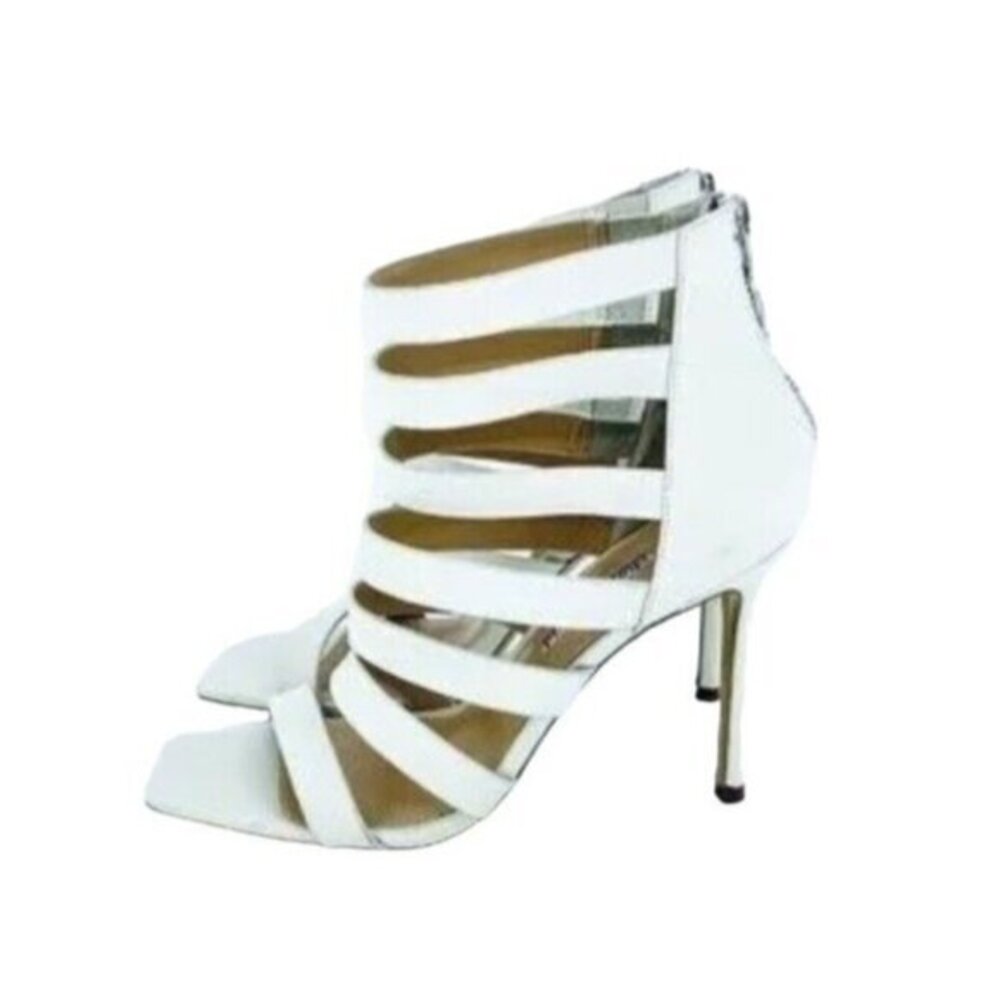Charles David Velma White Leather Strappy Heels Sandals SZ 8.5 New